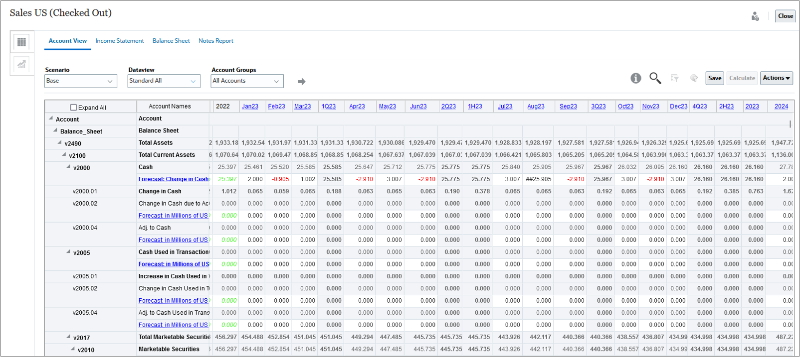 Account view updated with added periods